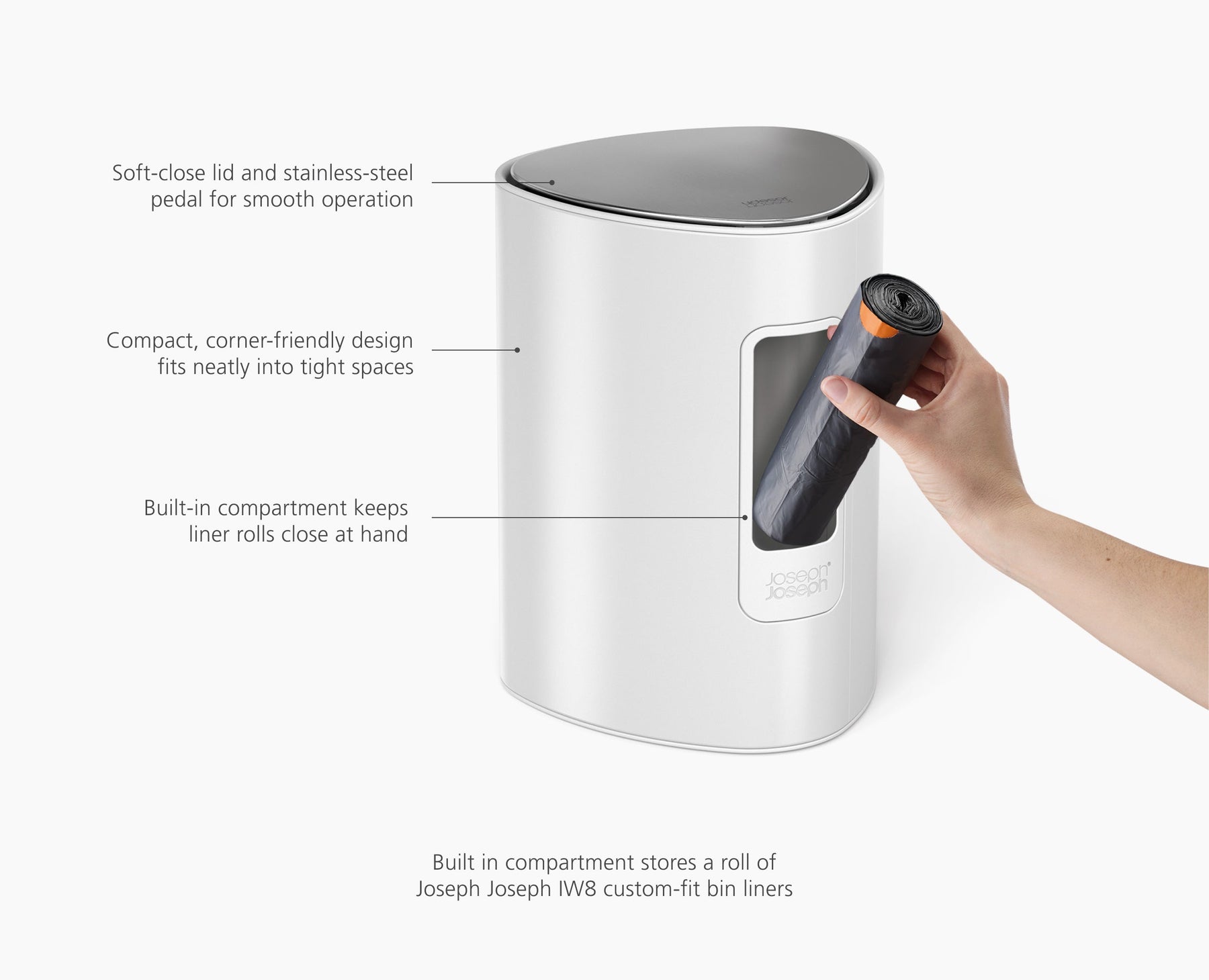 EasyStore™ 5L Gloss White Bathroom Bin