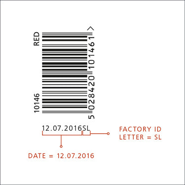 Product Batch Code Type 2 - A date code consisting of 8 digits and 2 letters
