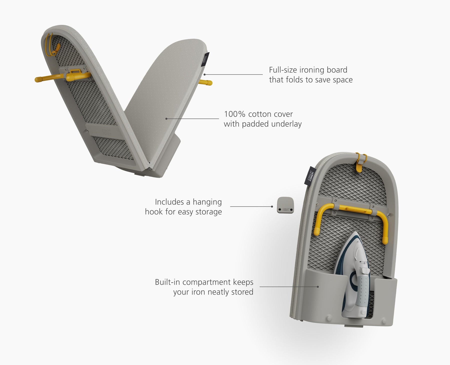 Pocket Max 110cm Folding Ecru Ironing Board